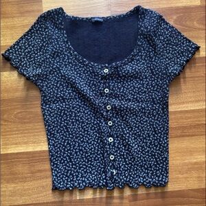Brandy Melville NavyFloral Button-Down Shirt